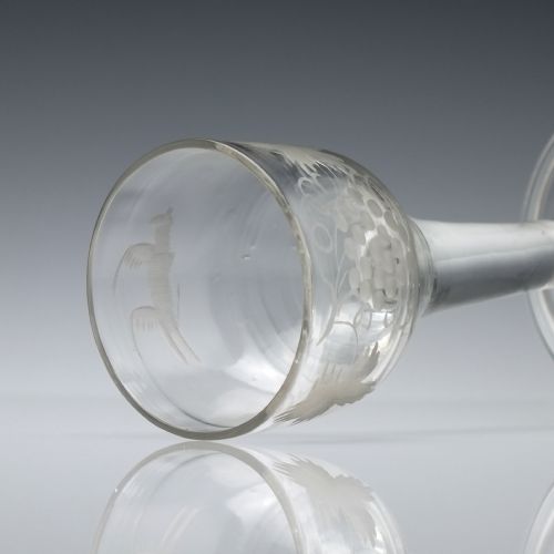ENGRAVED 18TH CENTURY PLAIN STEM WINE GLASS C1740 - ADDITIONAL PHOTO 5