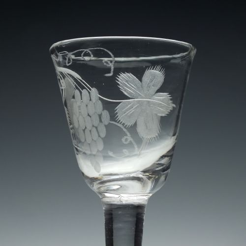 ENGRAVED GEORGIAN PLAIN STEM WINE GLASS C1740 - ADDITIONAL PHOTO 2