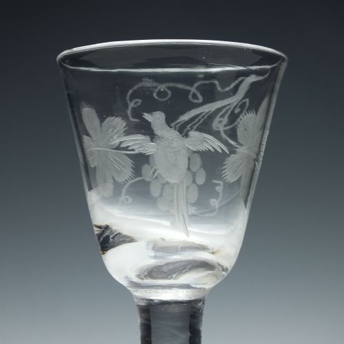 ENGRAVED GEORGIAN PLAIN STEM WINE GLASS C1740 - ADDITIONAL PHOTO 5