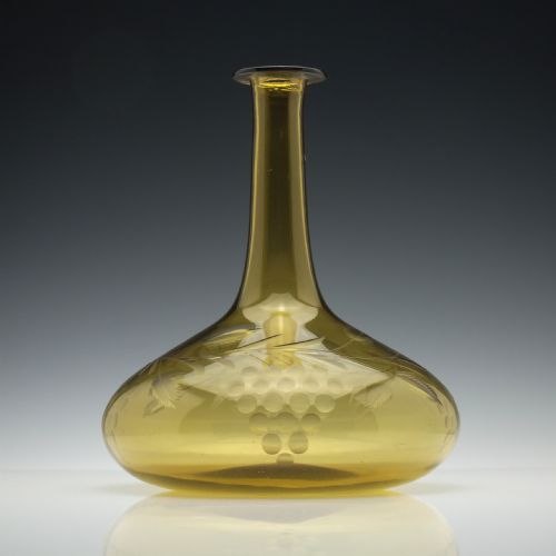 engraved georgian amber glass mell decanter c1830 - CATEGORY: ANTIQUE GLASS - DATED REGENCY