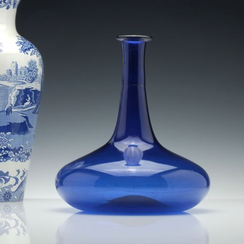 georgian blue glass mell decanter c1830 - CATEGORY: ANTIQUE GLASS - DATED REGENCY
