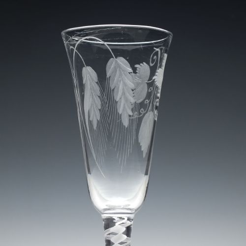 ENGRAVED 18TH CENTURY OPAQUE TWIST ALE GLASS C1760 - ADDITIONAL PHOTO 3
