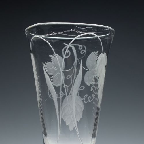 ENGRAVED 18TH CENTURY OPAQUE TWIST ALE GLASS C1760 - ADDITIONAL PHOTO 4