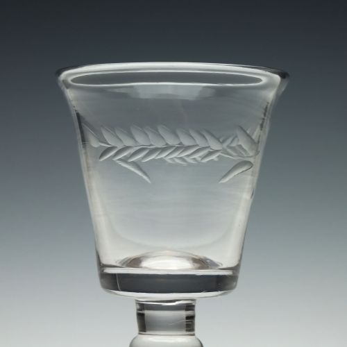 PAIR OF ENGRAVED GEORGIAN DRAM GLASSES C1750 - ADDITIONAL PHOTO 2