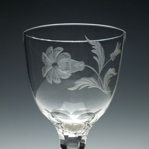 ENGRAVED 18TH CENTURY JACOBITE SYMPATHY FACET CUT GLASS GOBLET C1780 - ADDITIONAL PHOTO 3