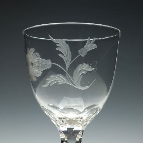 ENGRAVED 18TH CENTURY JACOBITE SYMPATHY FACET CUT GLASS GOBLET C1780 - ADDITIONAL PHOTO 4