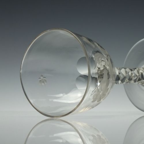 ENGRAVED 18TH CENTURY JACOBITE SYMPATHY FACET CUT GLASS GOBLET C1780 - ADDITIONAL PHOTO 6