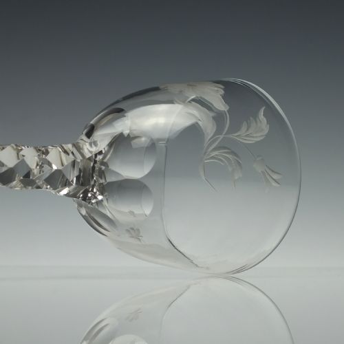 ENGRAVED 18TH CENTURY JACOBITE SYMPATHY FACET CUT GLASS GOBLET C1780 - ADDITIONAL PHOTO 7