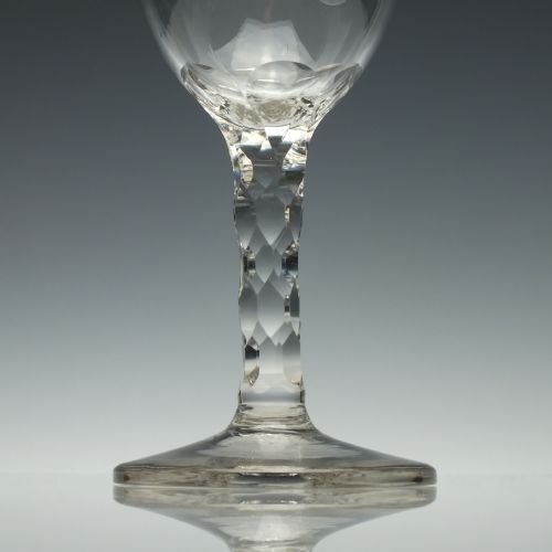ENGRAVED 18TH CENTURY JACOBITE SYMPATHY FACET CUT GLASS GOBLET C1780 - ADDITIONAL PHOTO 8