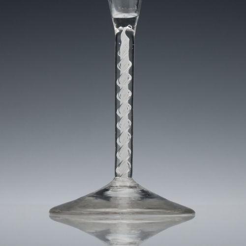 ENGRAVED 18TH CENTURY GEORGIAN MIXED TWIST CHAMPAGNE GLASS C1760 - ADDITIONAL PHOTO 7