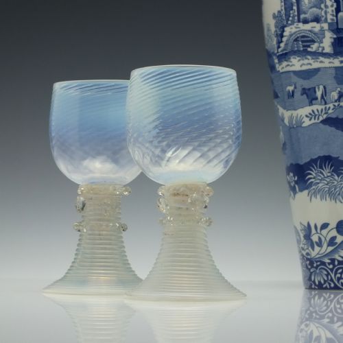 pair of wrythen moulded glass roemers c1890 - CATEGORY: ANTIQUE GLASS - DATED VICTORIAN