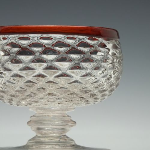 VERY RARE GEORGIAN ORANGE RIMMED MOULDED GLASS SALT C1790 - ADDITIONAL PHOTO 2