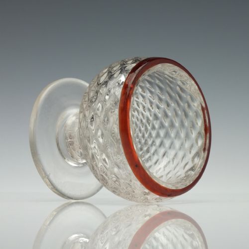 VERY RARE GEORGIAN ORANGE RIMMED MOULDED GLASS SALT C1790 - ADDITIONAL PHOTO 3
