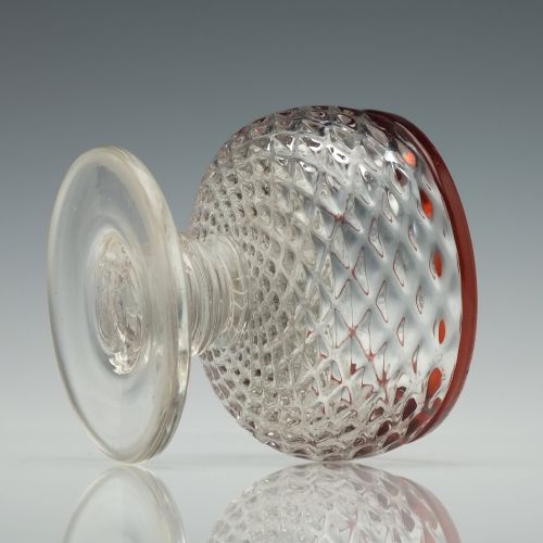 VERY RARE GEORGIAN ORANGE RIMMED MOULDED GLASS SALT C1790 - ADDITIONAL PHOTO 4