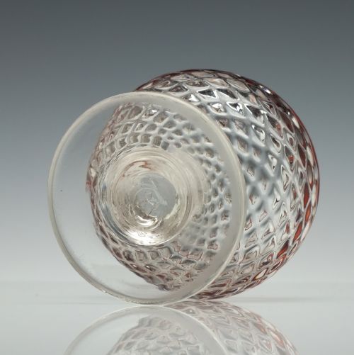 VERY RARE GEORGIAN ORANGE RIMMED MOULDED GLASS SALT C1790 - ADDITIONAL PHOTO 5