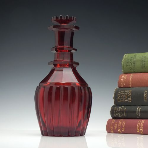 very rare victorian ruby red cut glass decanter c1840 - CATEGORY: ANTIQUE GLASS - DATED VICTORIAN
