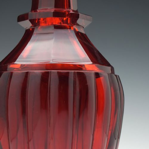 VERY RARE VICTORIAN RUBY RED CUT GLASS DECANTER C1840 - ADDITIONAL PHOTO 3