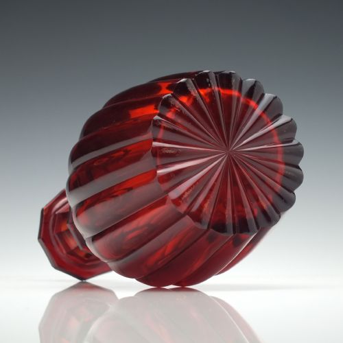 VERY RARE VICTORIAN RUBY RED CUT GLASS DECANTER C1840 - ADDITIONAL PHOTO 5