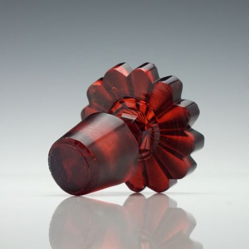 VERY RARE VICTORIAN RUBY RED CUT GLASS DECANTER C1840 - ADDITIONAL PHOTO 7
