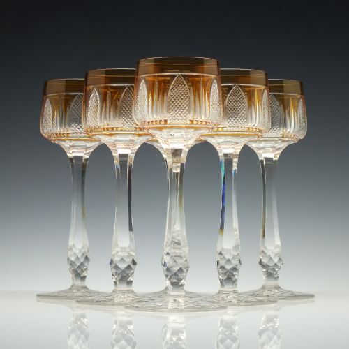 six french cut hock glasses c1900 - CATEGORY: ANTIQUE GLASS - DATED 1900