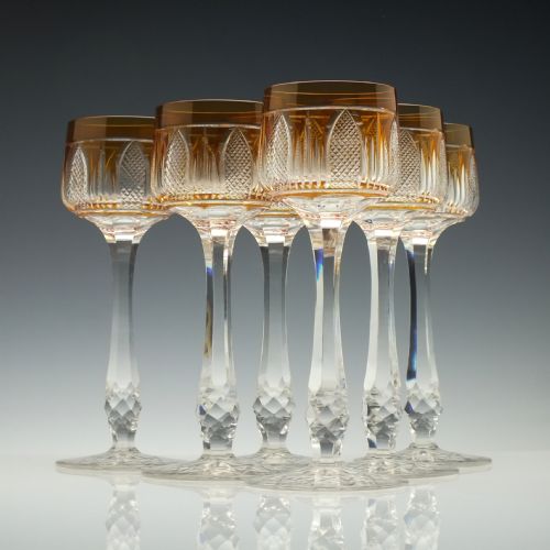 SIX FRENCH CUT HOCK GLASSES C1900 - ADDITIONAL PHOTO 1