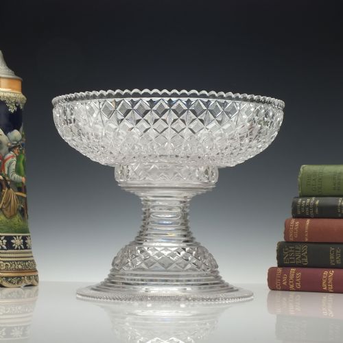 irish waterford two part cut glass standing bowl c1830 - CATEGORY: ANTIQUE GLASS - DATED REGENCY