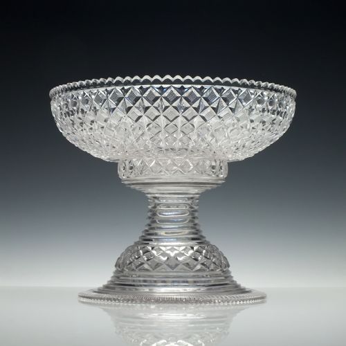 IRISH WATERFORD TWO PART CUT GLASS STANDING BOWL C1830 - ADDITIONAL PHOTO 1
