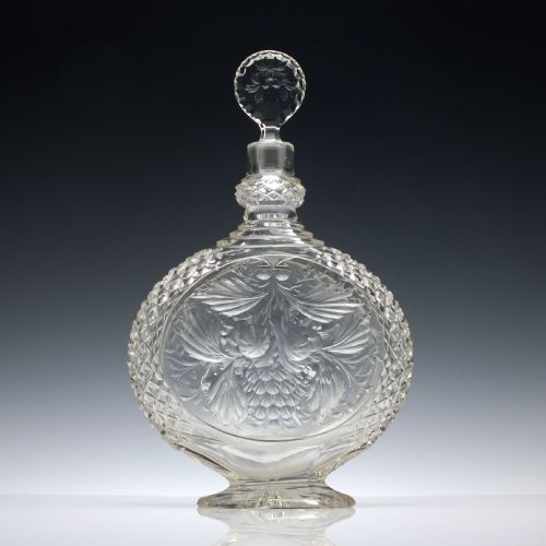PAIR OF LARGE VICTORIAN INTAGLIO CUT GLASS DECANTERS C1890 - ADDITIONAL PHOTO 1