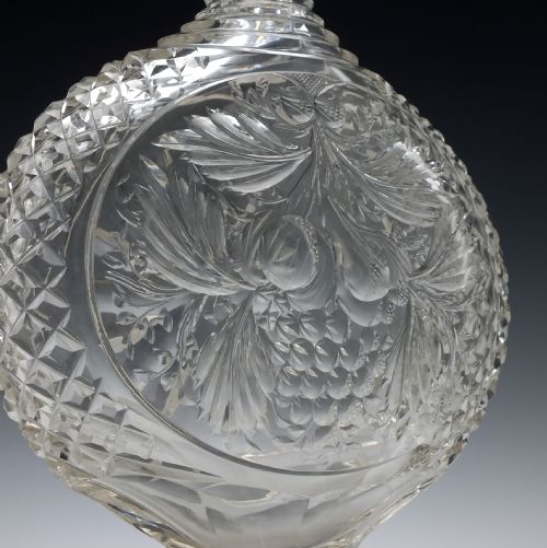 PAIR OF LARGE VICTORIAN INTAGLIO CUT GLASS DECANTERS C1890 - ADDITIONAL PHOTO 6