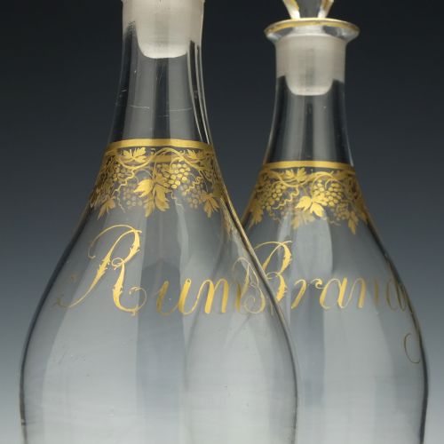 PAIR OF GILDED GEORGIAN GLASS DECANTERS C1800 - ADDITIONAL PHOTO 3