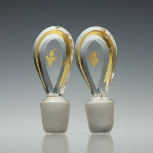 PAIR OF GILDED GEORGIAN GLASS DECANTERS C1800 - ADDITIONAL PHOTO 4