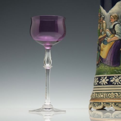 SIX AMETHYST ART NOUVEAU WINE HOCK GLASSES C1890 - ADDITIONAL PHOTO 1