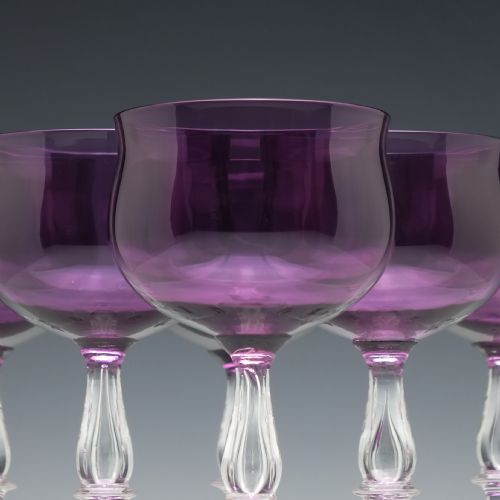 SIX AMETHYST ART NOUVEAU WINE HOCK GLASSES C1890 - ADDITIONAL PHOTO 2
