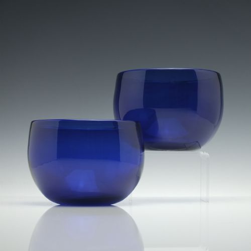 pair of blue glass finger bowls c1830 - CATEGORY: ANTIQUE GLASS - DATED GEORGIAN