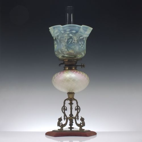large victorian stevens williams duplex oil lamp c1880 - CATEGORY: ANTIQUE LIGHTING - DATED VICTORIAN