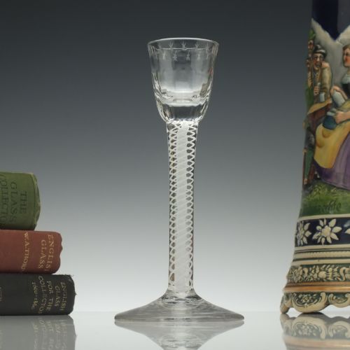 irish double series opaque twist cordial glass c1760 - CATEGORY: ANTIQUE GLASS - DATED GEORGIAN