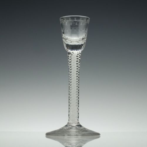 IRISH DOUBLE SERIES OPAQUE TWIST CORDIAL GLASS C1760 - ADDITIONAL PHOTO 1
