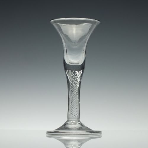 georgian air twist wine glass with a folded foot c1745 - CATEGORY: ANTIQUE METAL - DATED GEORGIAN