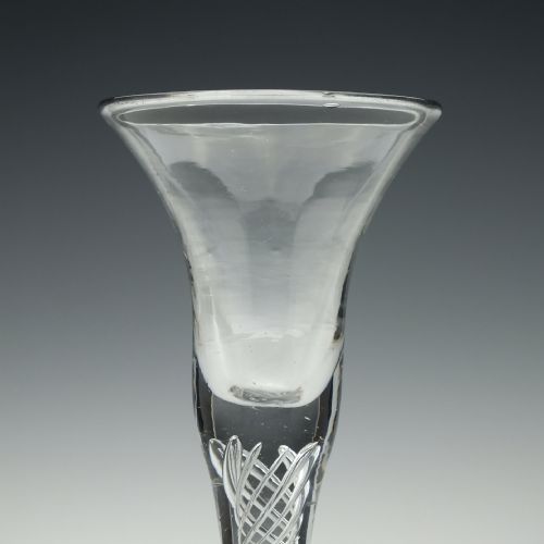GEORGIAN AIR TWIST WINE GLASS WITH A FOLDED FOOT C1745 - ADDITIONAL PHOTO 1