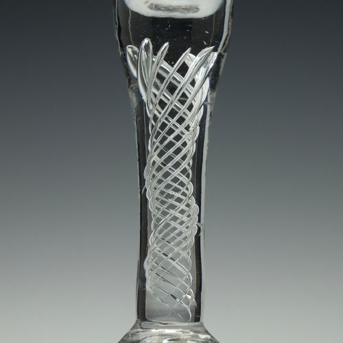 GEORGIAN AIR TWIST WINE GLASS WITH A FOLDED FOOT C1745 - ADDITIONAL PHOTO 2