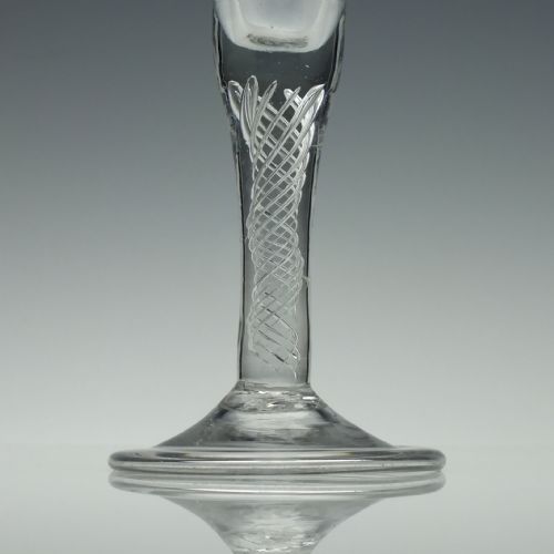 GEORGIAN AIR TWIST WINE GLASS WITH A FOLDED FOOT C1745 - ADDITIONAL PHOTO 3