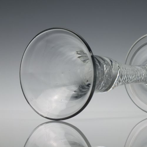 GEORGIAN AIR TWIST WINE GLASS WITH A FOLDED FOOT C1745 - ADDITIONAL PHOTO 4