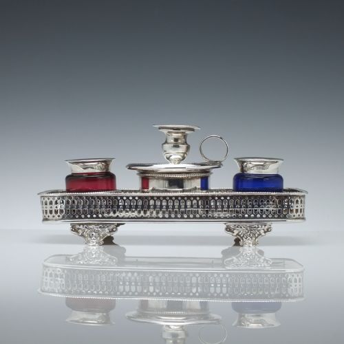 18th century silver plate inkstand c1790 - CATEGORY: ANTIQUE SILVER - DATED GEORGIAN