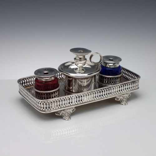 18TH CENTURY SILVER PLATE INKSTAND C1790 - ADDITIONAL PHOTO 1