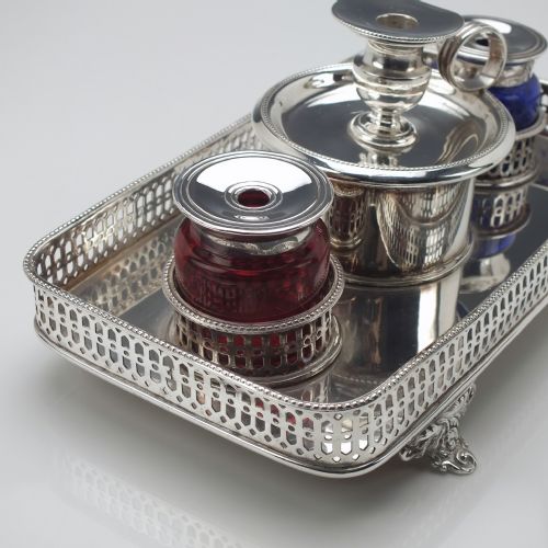 18TH CENTURY SILVER PLATE INKSTAND C1790 - ADDITIONAL PHOTO 3