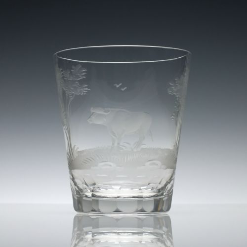 cut and engraved 19th century glass tumbler c1890 - CATEGORY: ANTIQUE GLASS - DATED VICTORIAN