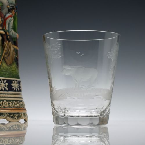 CUT AND ENGRAVED 19TH CENTURY GLASS TUMBLER C1890 - ADDITIONAL PHOTO 1