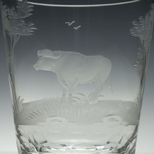 CUT AND ENGRAVED 19TH CENTURY GLASS TUMBLER C1890 - ADDITIONAL PHOTO 3