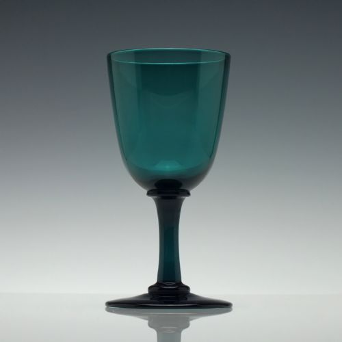 19TH CENTURY PEACOCK BLUE WINE GLASS C1840 - ADDITIONAL PHOTO 1