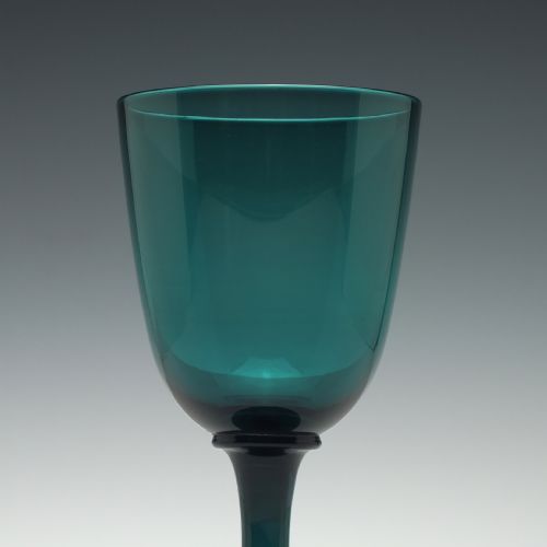 19TH CENTURY PEACOCK BLUE WINE GLASS C1840 - ADDITIONAL PHOTO 2
